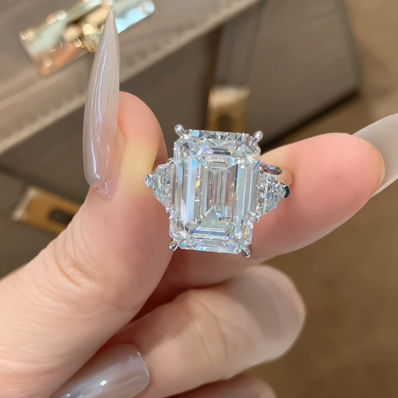 The Sovereign Emerald Cut Three-Stone Lab Diamond Engagement Ring — product photo 5 of 5