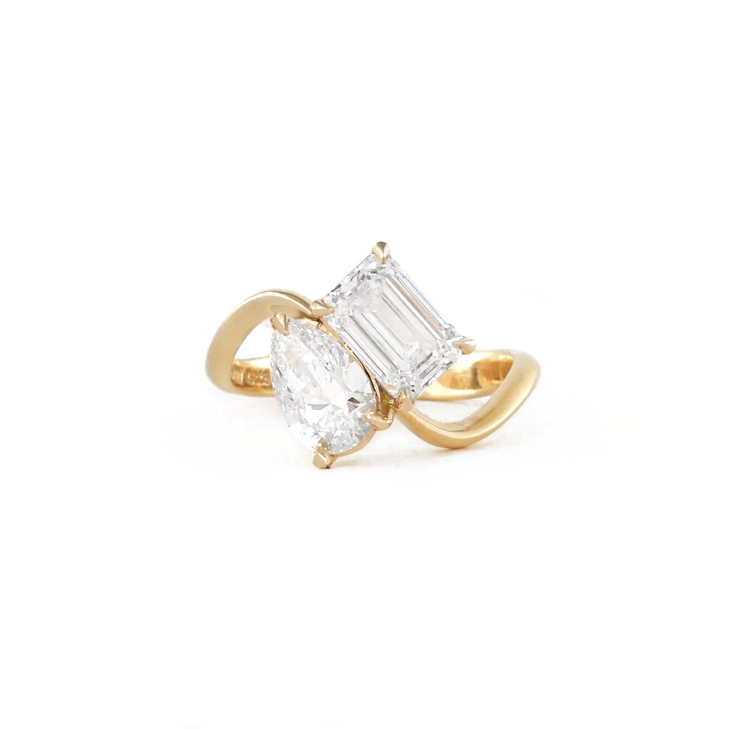Emerald and Pear Bypass Toi et Moi Lab-Grown Diamond Ring — product photo 1 of 6