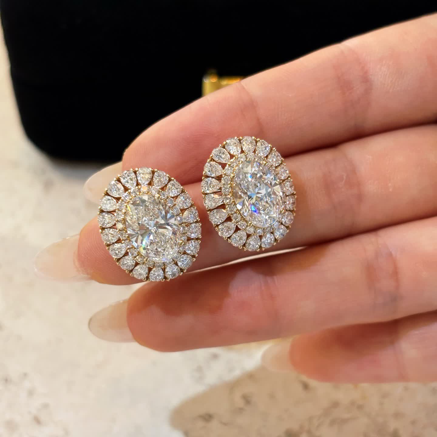 Oval Diamond Drop Earrings — product photo 3 of 4