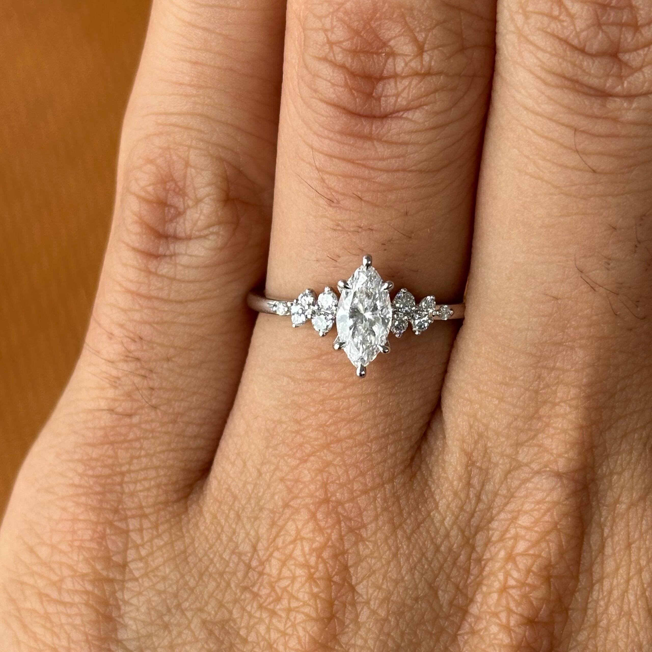 BP010 Berlin Love Letter Lab Diamond Ring – Multi-Shape Center Stone Delicate Design — product photo 4 of 6