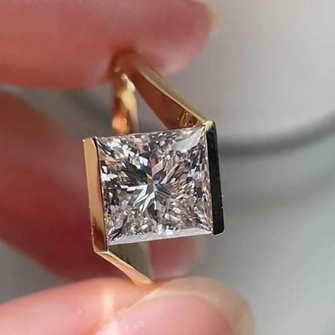 Vera Princess Cut Partial-Bezel Split-Band Lab-Grown Diamond Engagement Ring — product photo 2 of 5