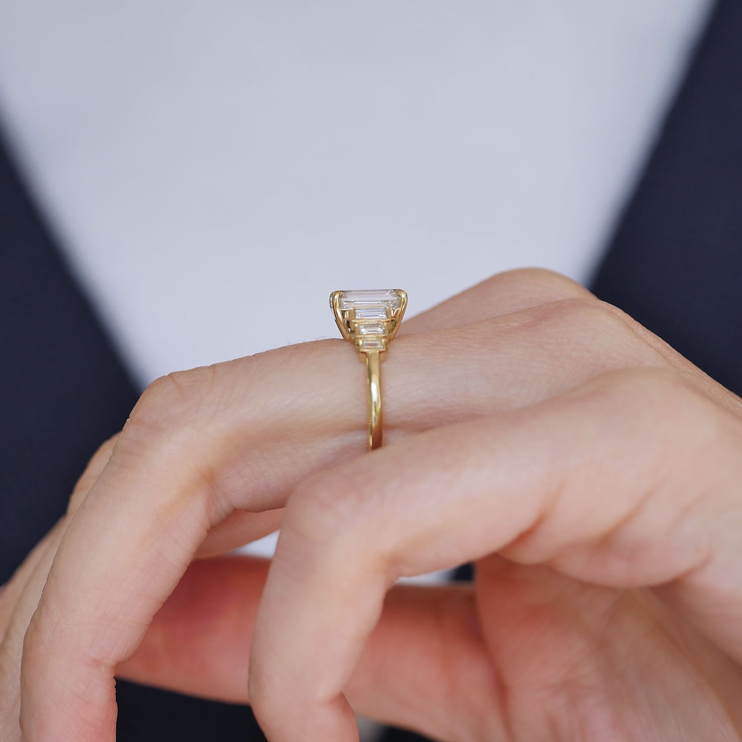 Mirror Emerald Cut Lab-Grown Diamond Engagement Ring — product photo 4 of 6
