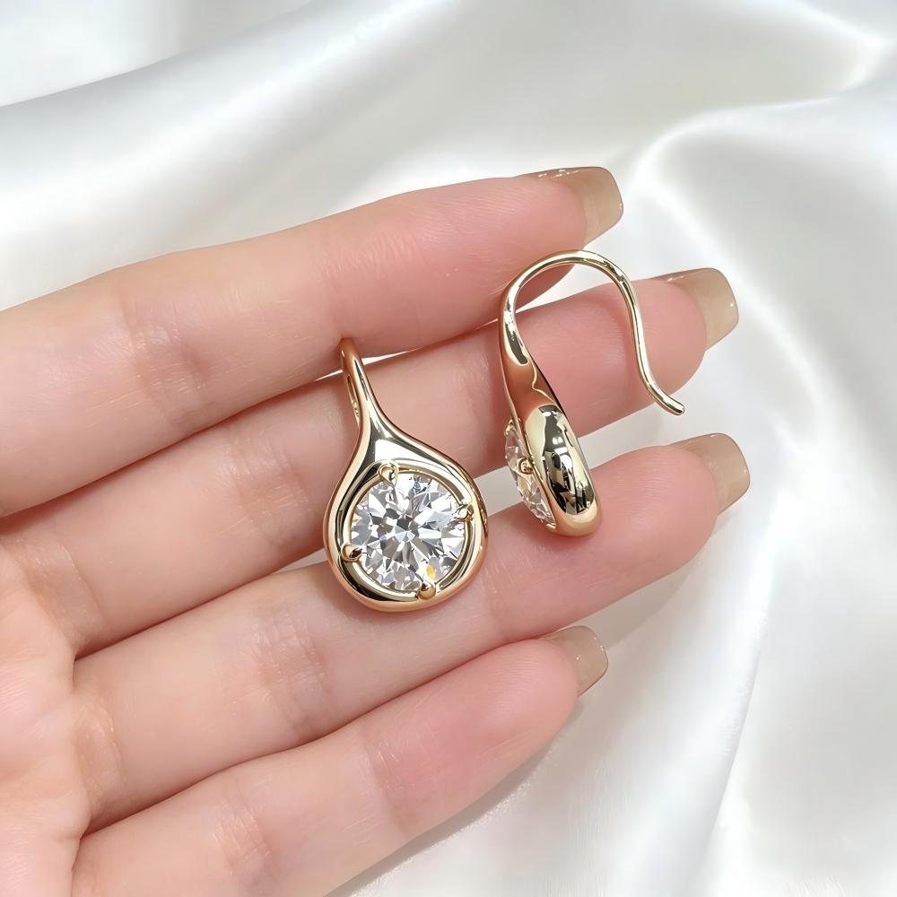 Aurelia 3ct Total Lab-Grown Diamond Drop Earrings | Old Money Bubble Bezel Style — product photo 4 of 6