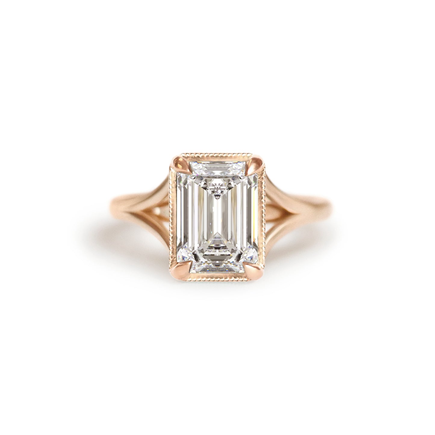 Split Shank Emerald Cut Lab Diamond Engagement Ring — product photo 3 of 6