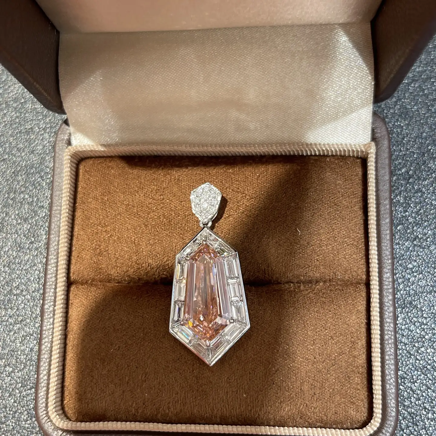 Rosalie Pink Step Pear Diamond Pendant — product photo 1 of 2