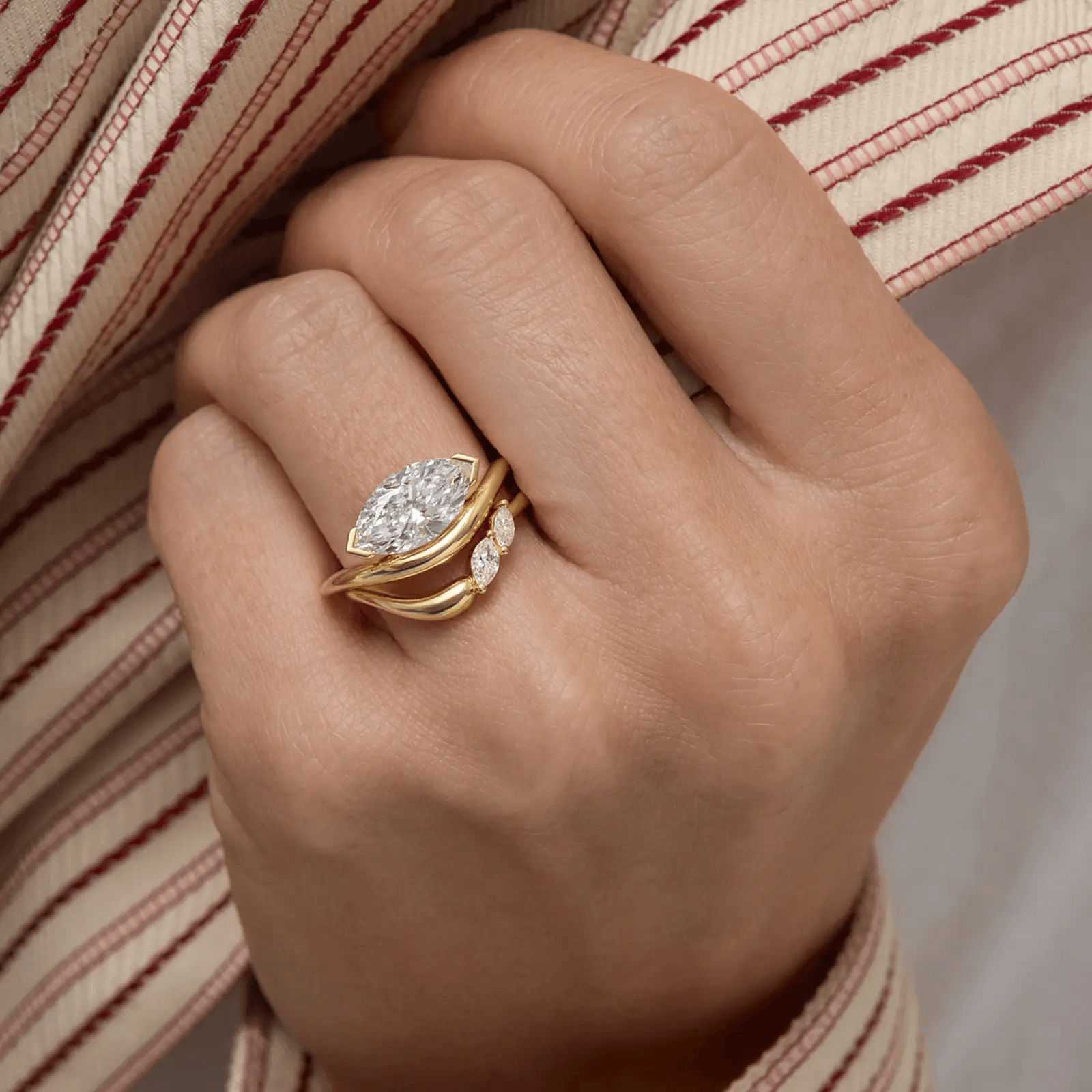 Minimal Marquise Lab-Grown Diamond Ring in Solid Gold — product photo 2 of 6