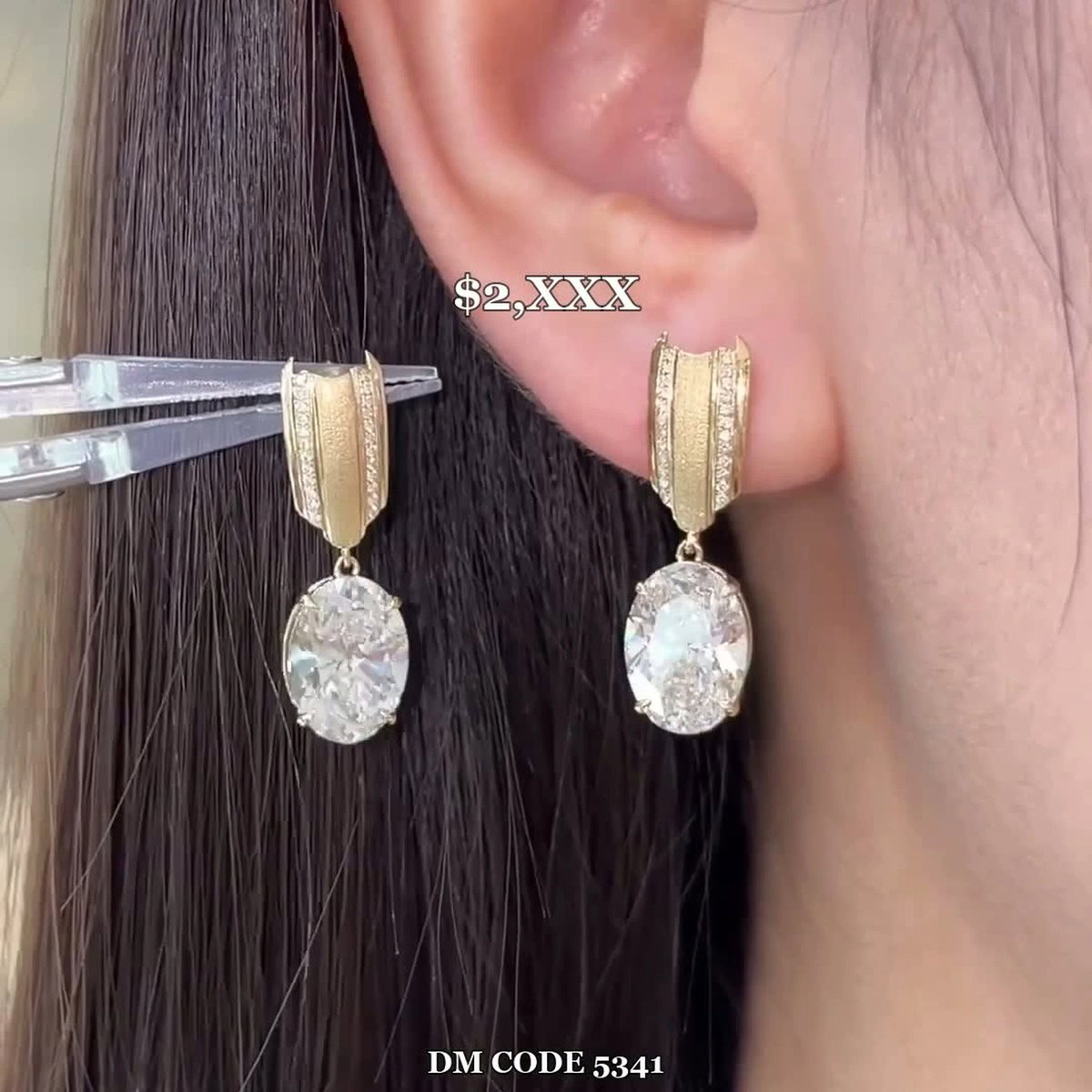Elowen Sculptural Oval Drop Lab-Grown Diamond Earrings — product photo 3 of 4