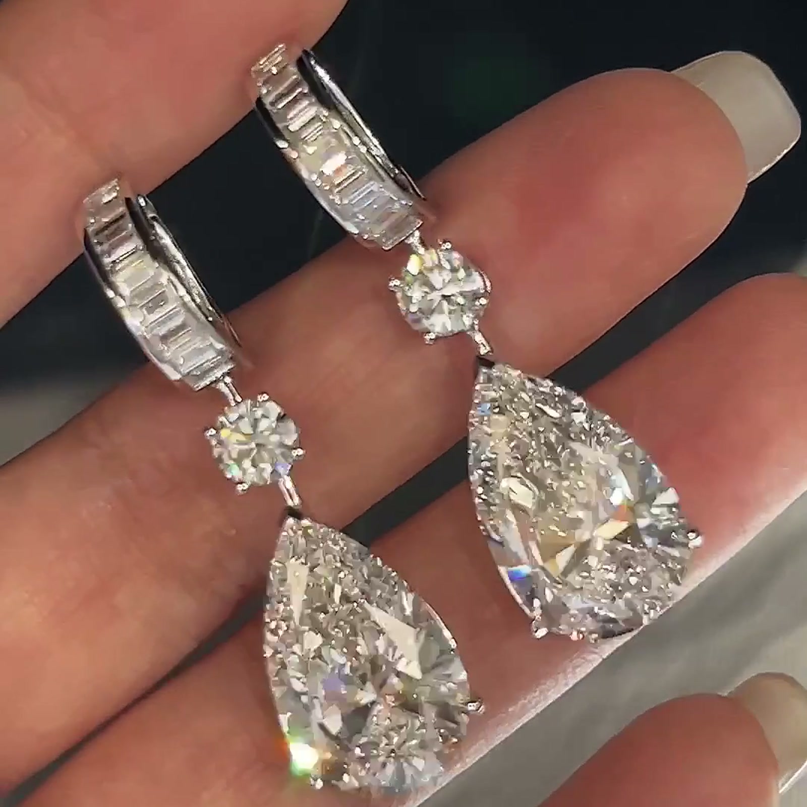 Pear-Cut Lab-Grown Diamond Drop Earrings — product photo 2 of 4