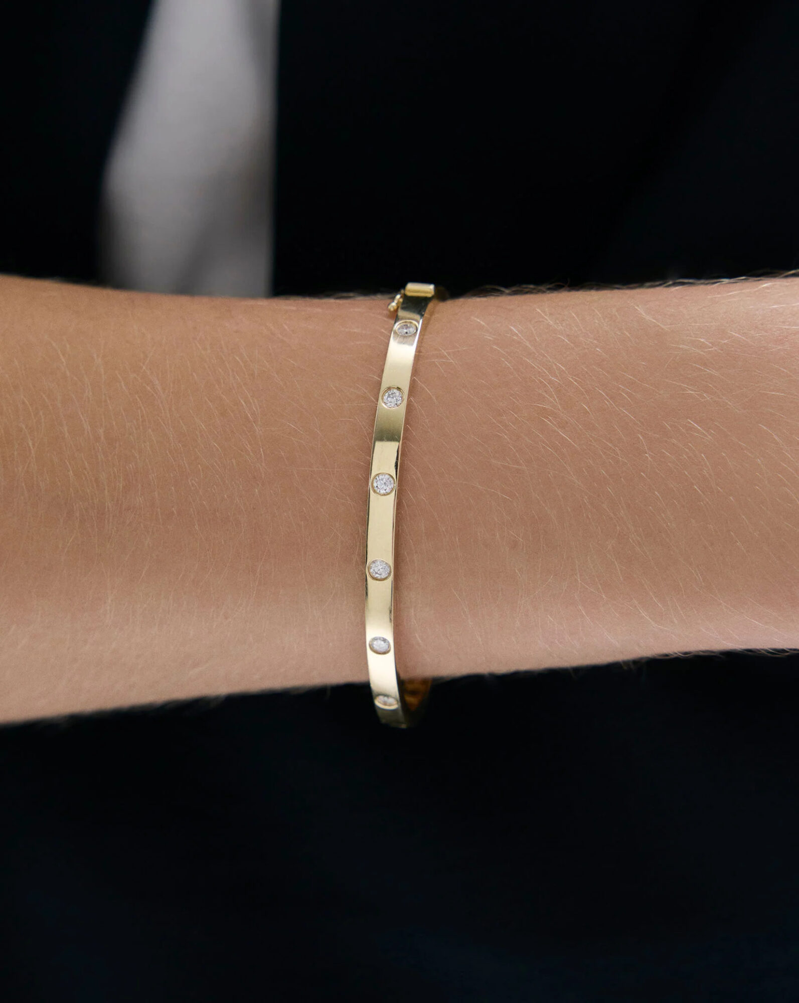 Inlay Lab-Grown Diamond Halfway Around Bangle — product photo 5 of 6