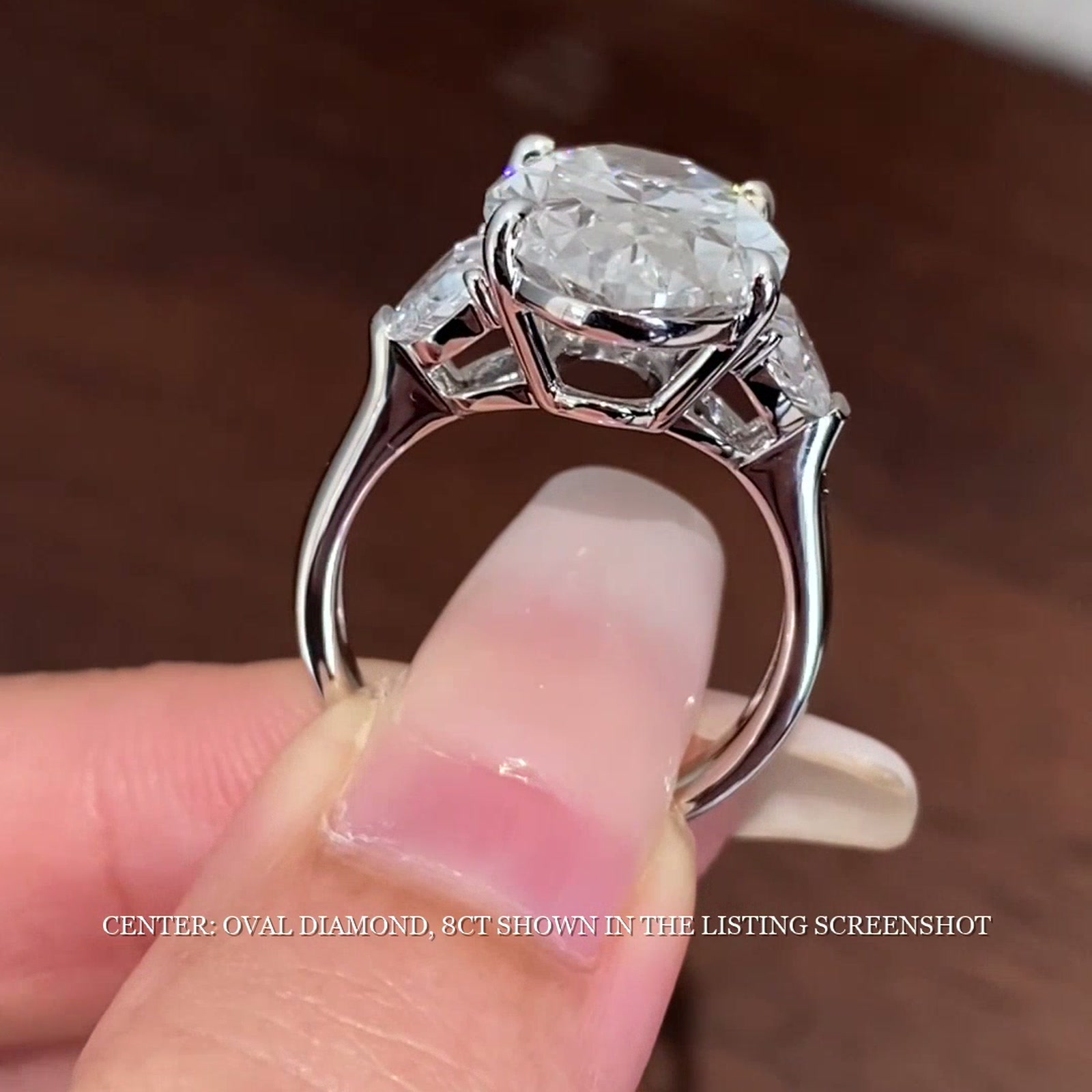 Oval Three-Stone Lab-Grown Diamond Ring — product photo 3 of 4