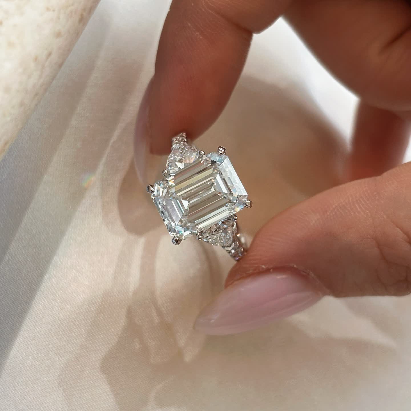 Emerald-Cut Three-Stone Diamond Ring — product photo 2 of 4