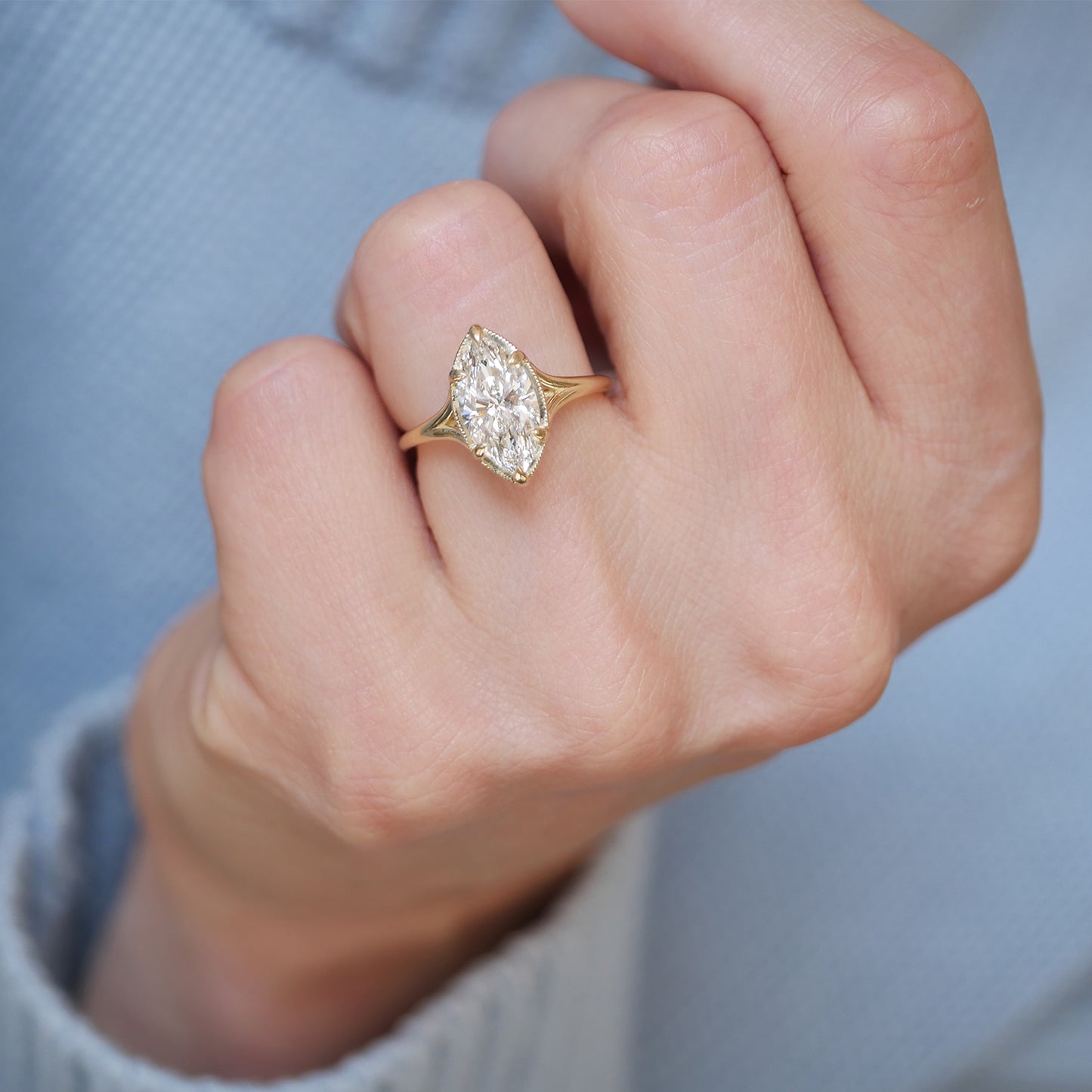 Split Shank Marquise Lab-Grown Diamond Solitaire Ring — product photo 4 of 6