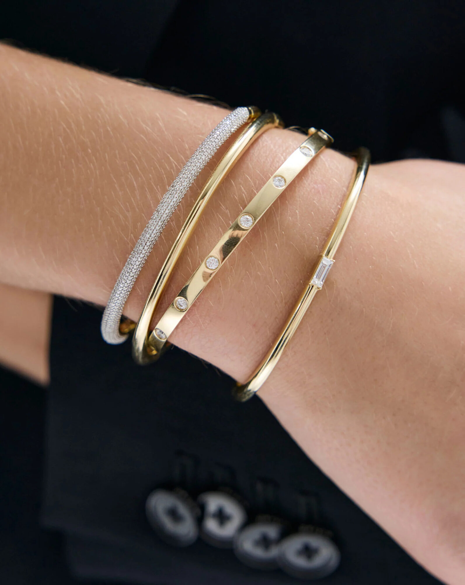 Inlay Lab-Grown Diamond Halfway Around Bangle — product photo 4 of 6