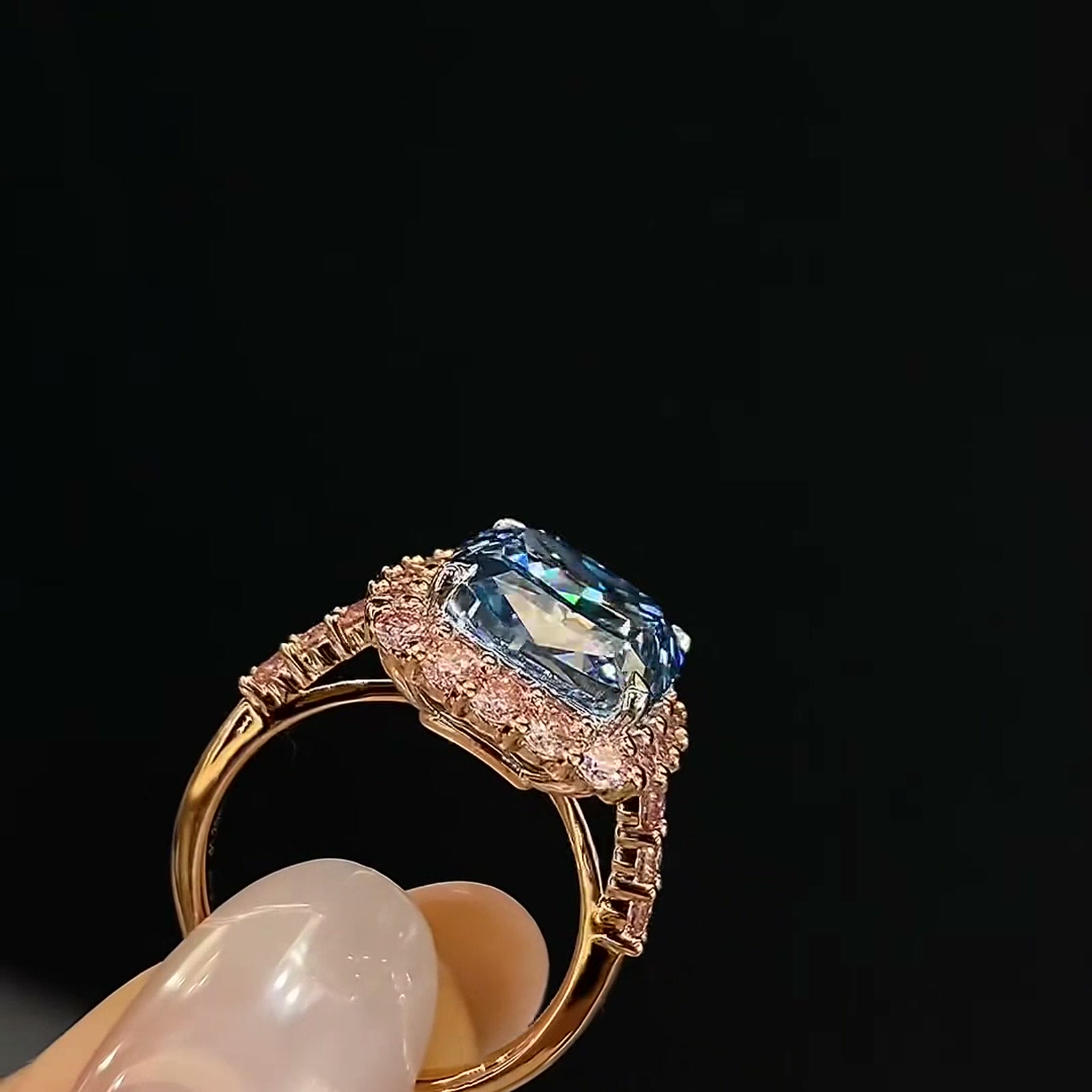 Blue Lab-Grown Diamond Statement Ring — product photo 3 of 4