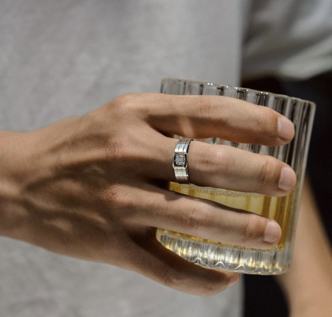 CNC01 Platinum Men’s Rings – CNC Crafted Heavyweight Luxury Diamond Ring — product photo 2 of 5