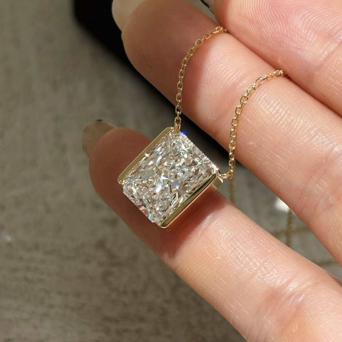 Seraphine Radiant Cut Lab Diamond Pendant Necklace — product photo 3 of 6