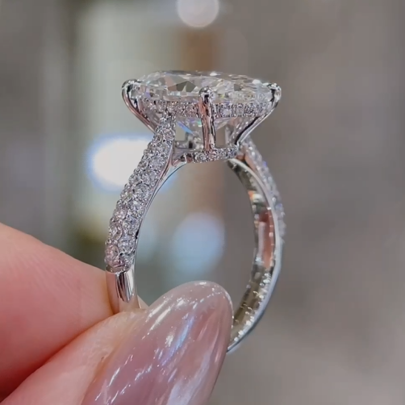 The Lucent Oval Hidden Halo Cathedral Lab-Grown Diamond Ring — product photo 3 of 4