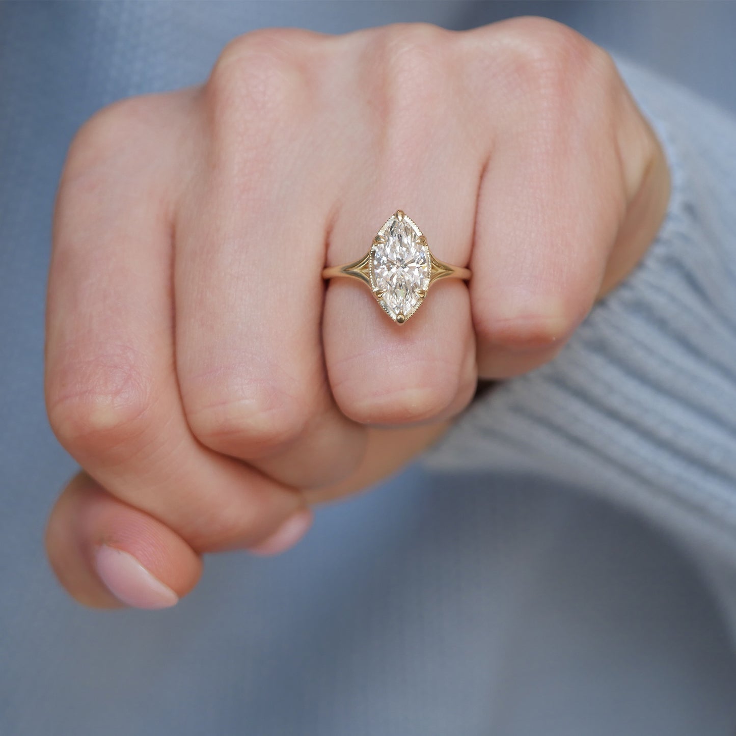 Split Shank Marquise Lab-Grown Diamond Solitaire Ring — product photo 6 of 6