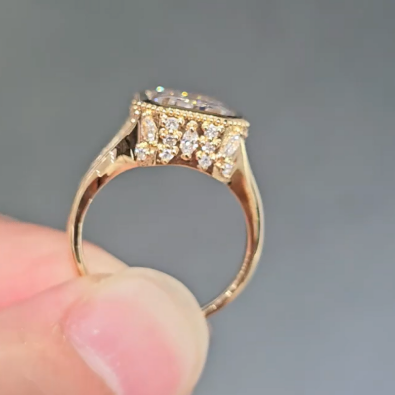 Aurora Vintage Milgrain Radiant Cut Lab Diamond Engagement Ring — product photo 6 of 6