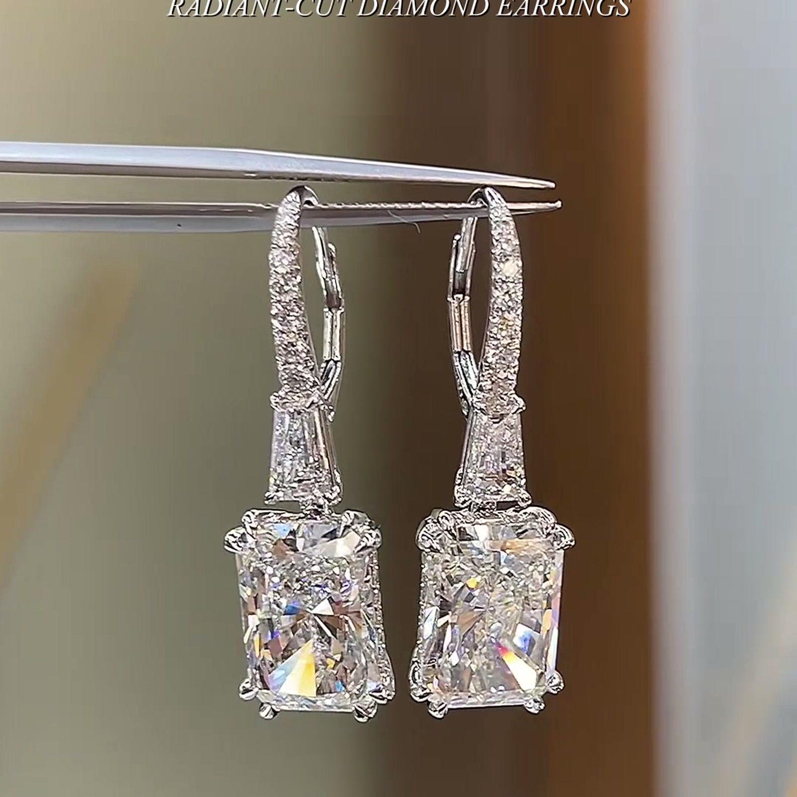 Radiant-Cut Lab-Grown Diamond Drop Earrings — product photo 1 of 4