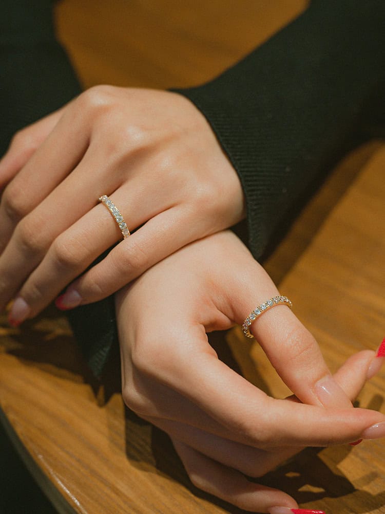 Eternity Round Diamond Thin Band | Full Pave Stackable Ring — product photo 4 of 6