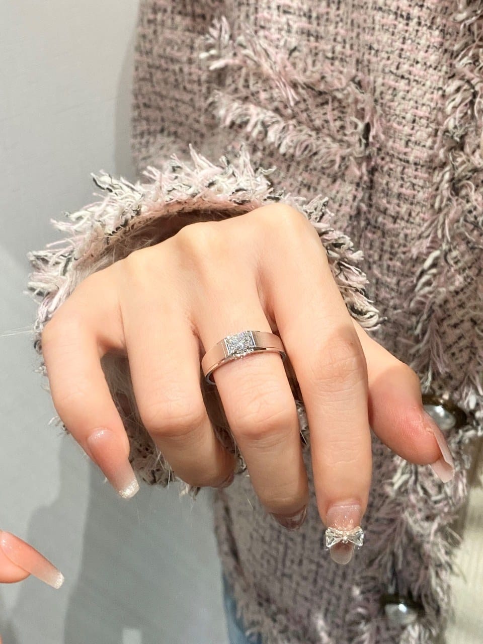 Minimal Matte Platinum Men’s Lab-Grown Diamond Ring — product photo 2 of 6