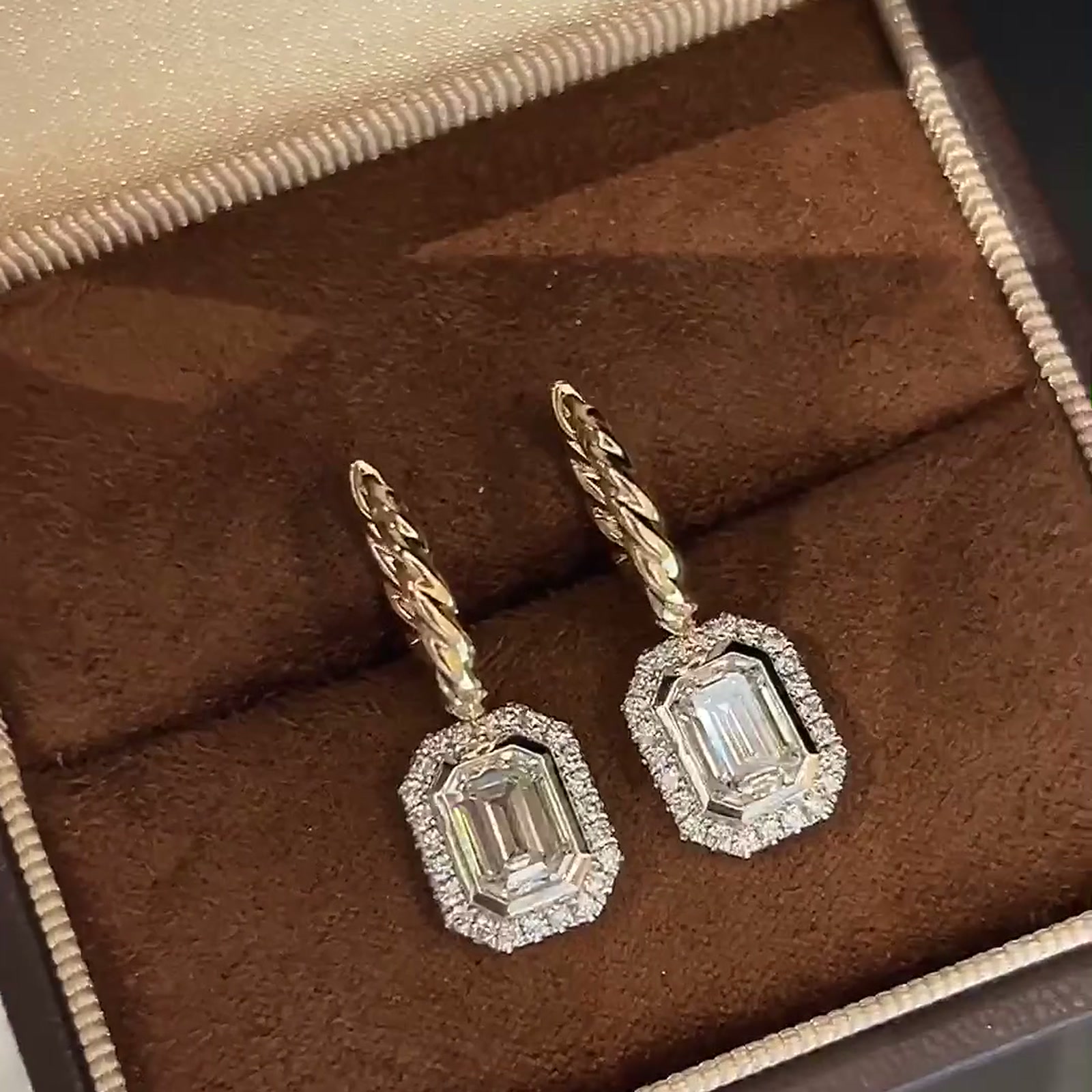 Emerald-Cut Lab-Grown Diamond Drop Earrings — product photo 4 of 4