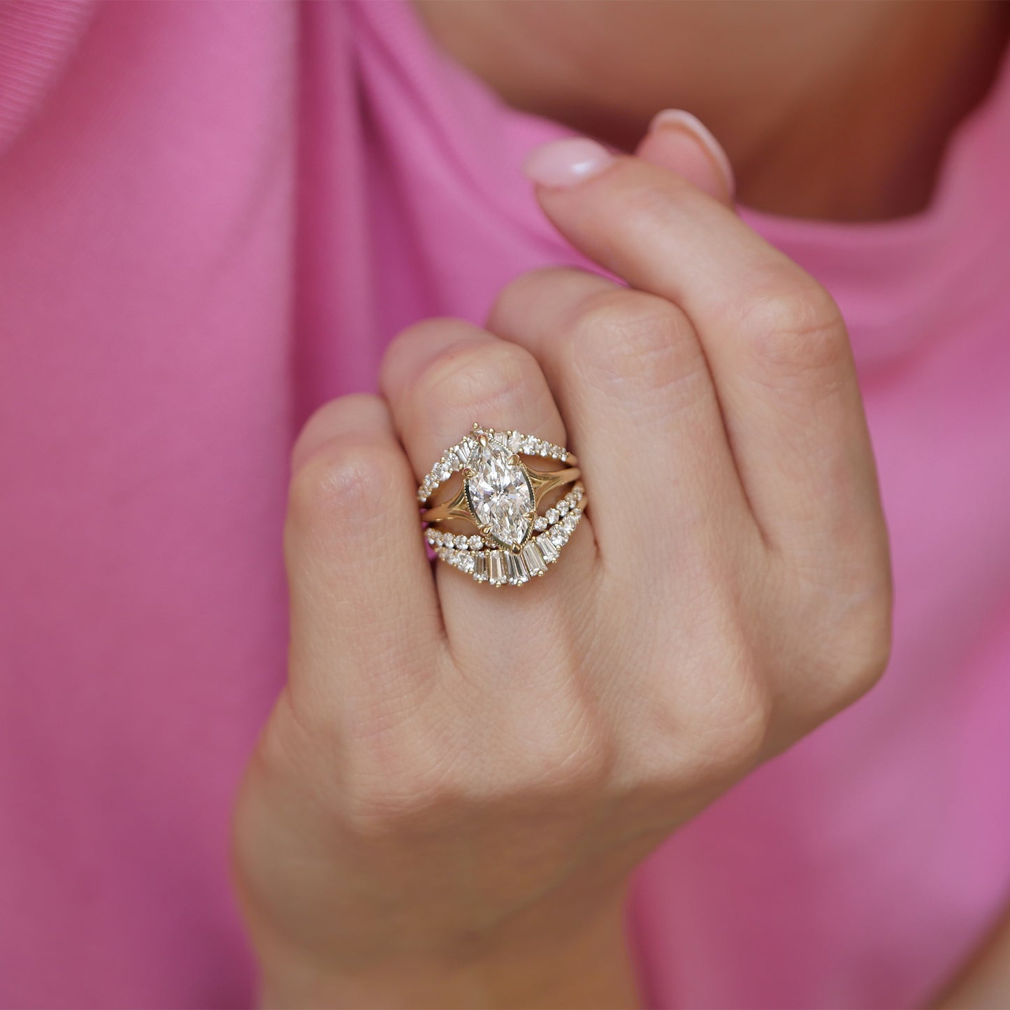 Split Shank Marquise Lab-Grown Diamond Solitaire Ring — product photo 3 of 6