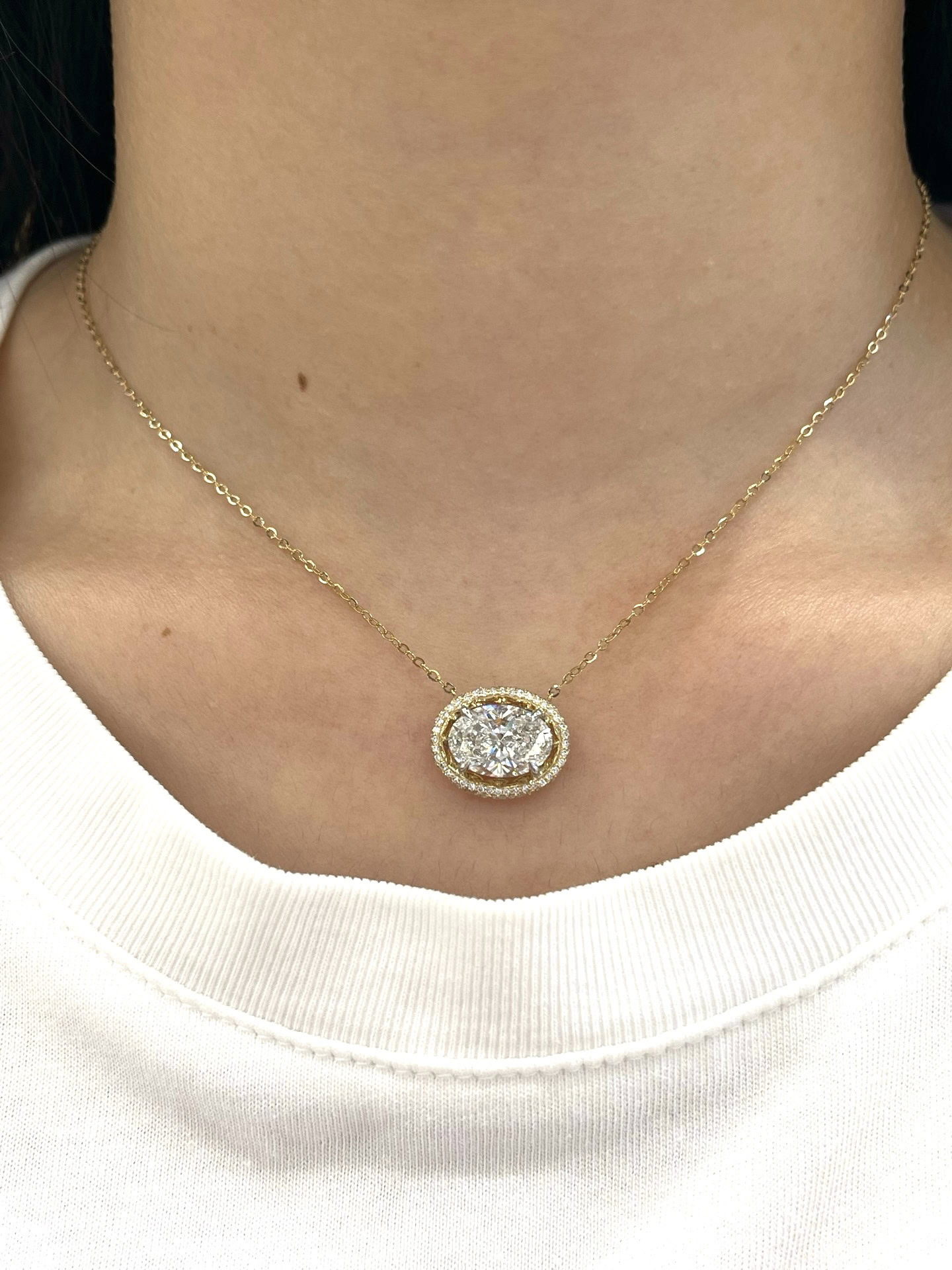 Odette Two-Tone Halo Lab Diamond Necklace Collection — product photo 6 of 6