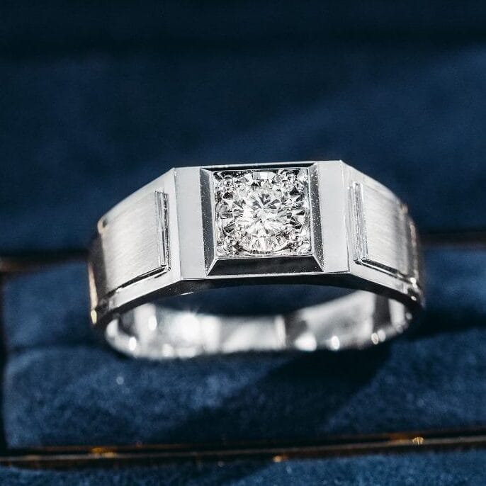 Architectural Platinum Men’s Lab-Grown Diamond Ring — product photo 1 of 6