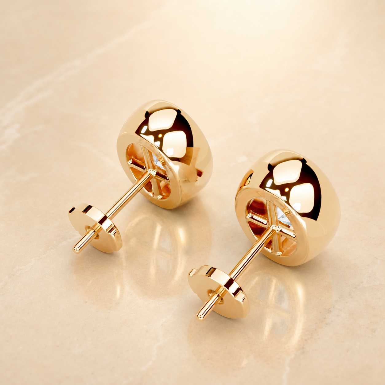 Janice Oval Bezel Lab-Grown Diamond Stud Earrings — product photo 3 of 6