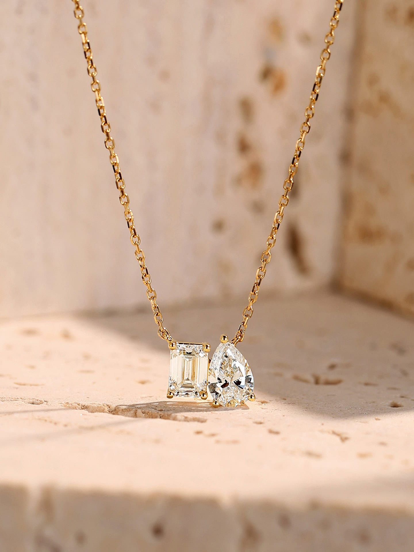 Toi et Moi Lab-Grown Diamond Necklace | Pear and Emerald Cut — product photo 3 of 6