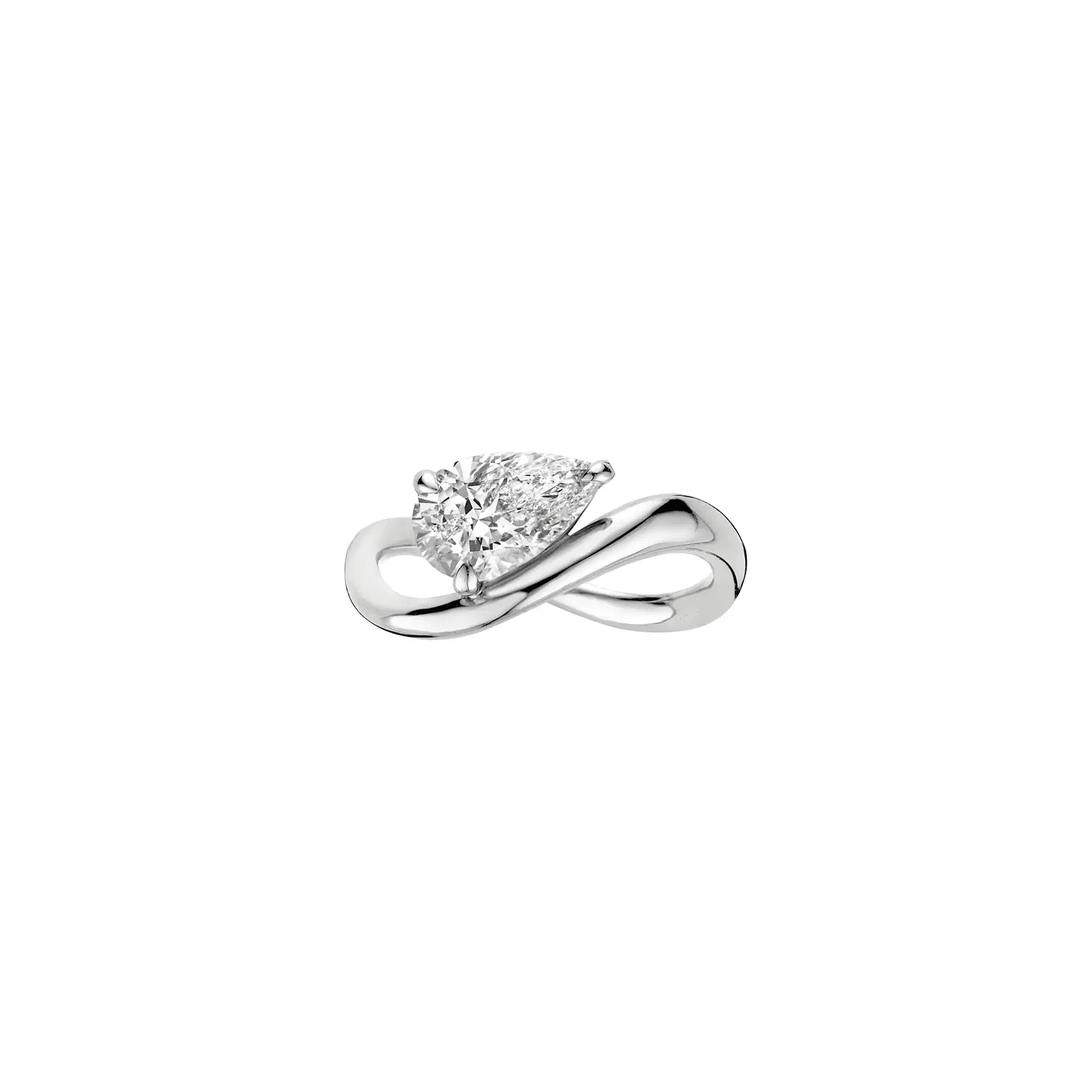 BP009 Pinky Ring Infinity Twist Pear Lab-Grown Diamond Engagement Ring — product photo 6 of 6