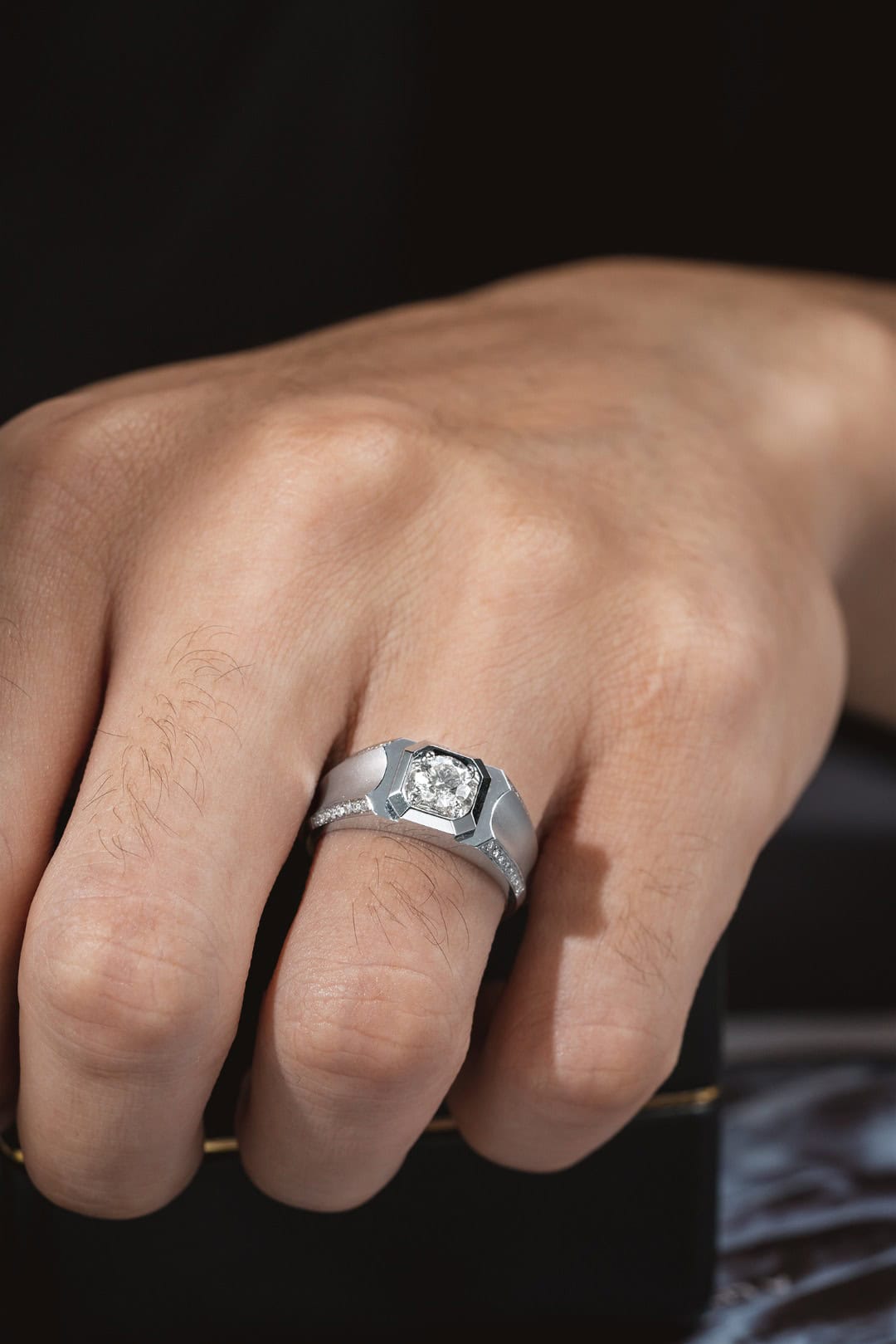CSS Structured Lab-Grown Diamond Band – Platinum Men’s Diamond Ring — product photo 3 of 6