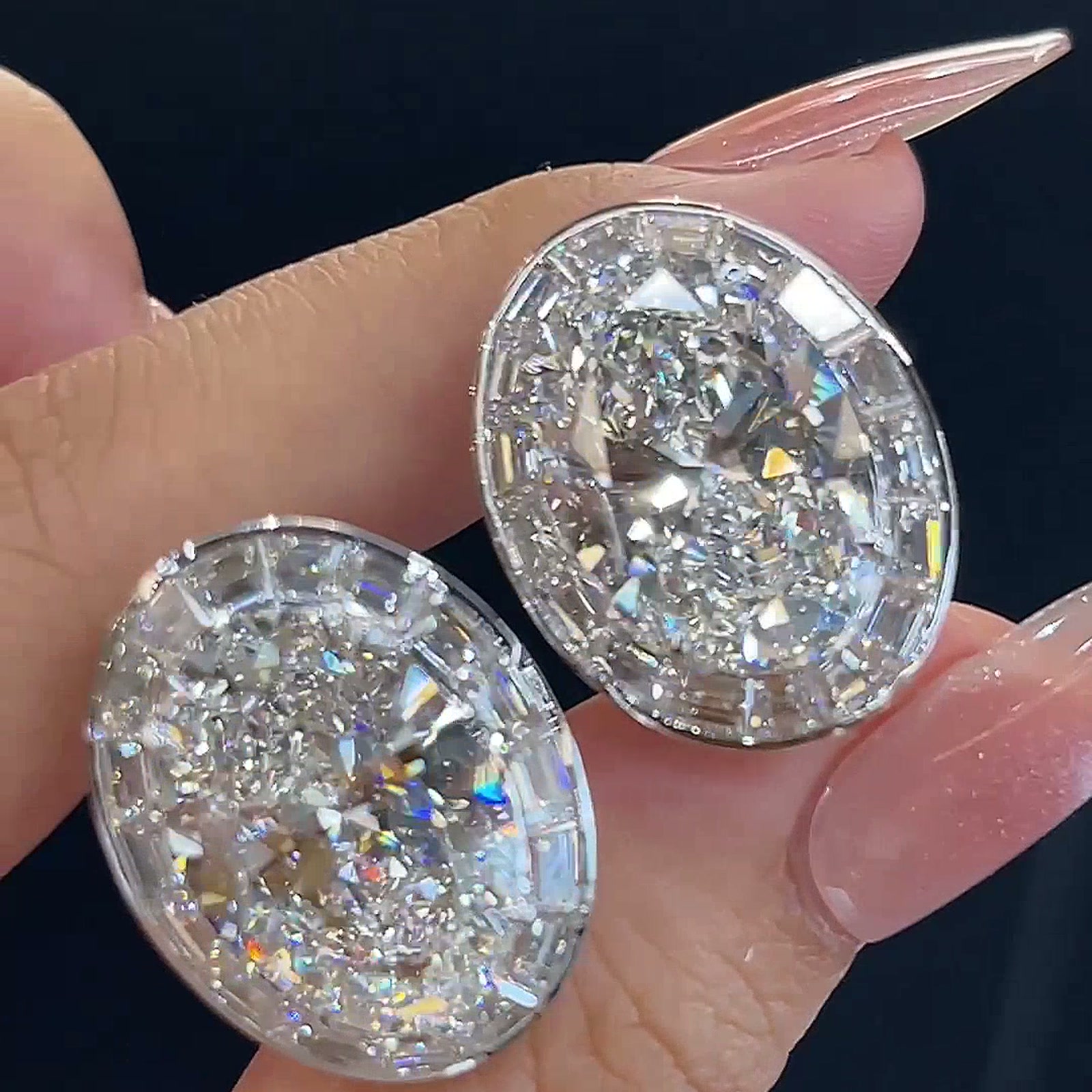 Oval Lab-Grown Diamond Drop Earrings — product photo 3 of 4