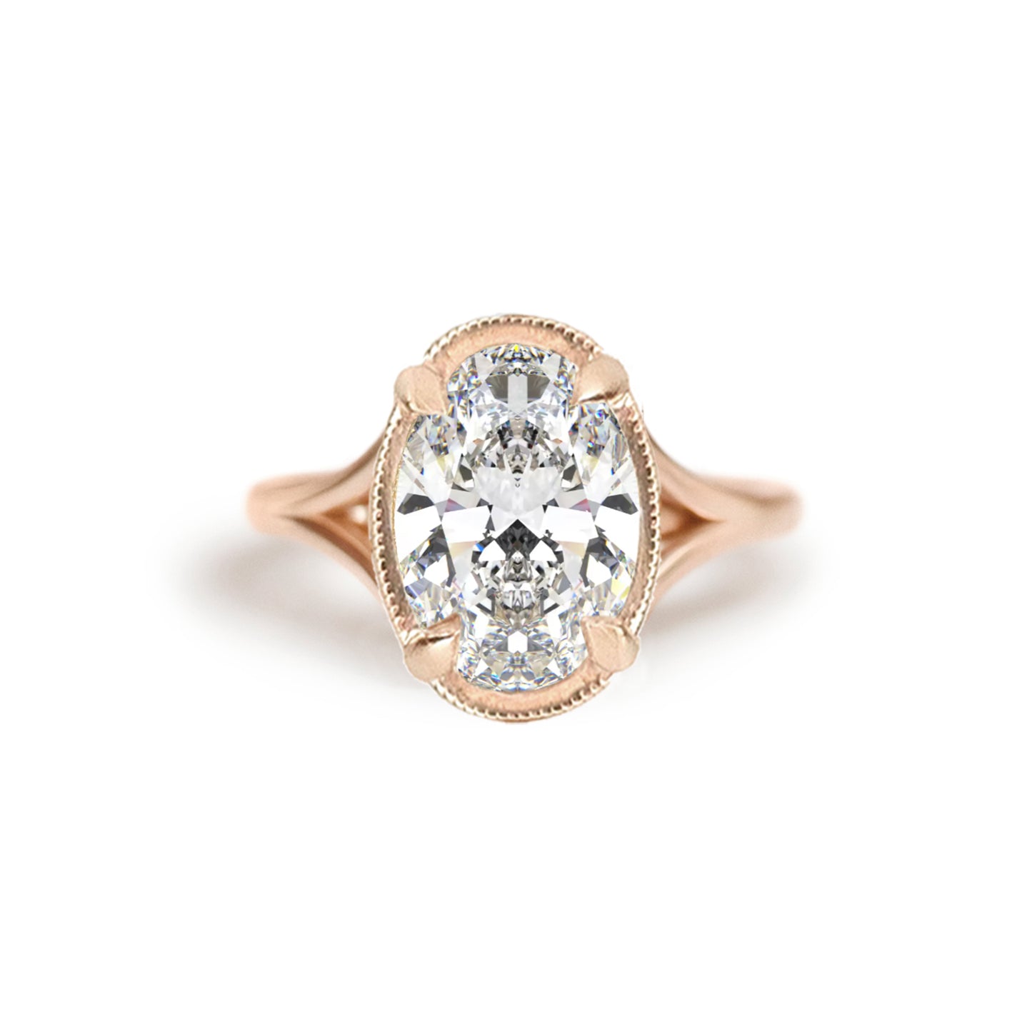 Split Shank Oval Lab Diamond Solitaire Engagement Ring — product photo 4 of 6