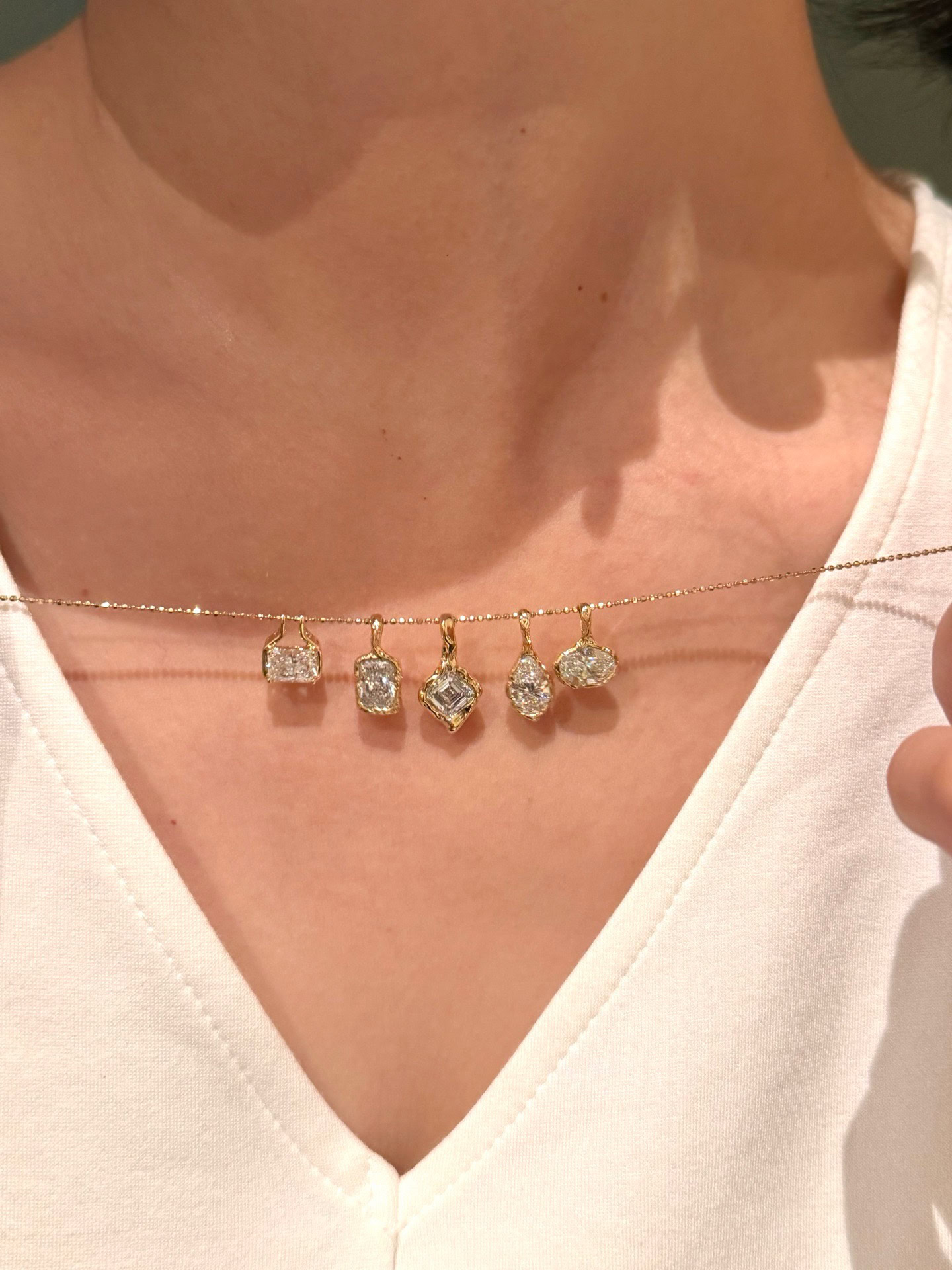 Marlowe Lava Hammered Gold Lab Diamond Pendant — product photo 2 of 6