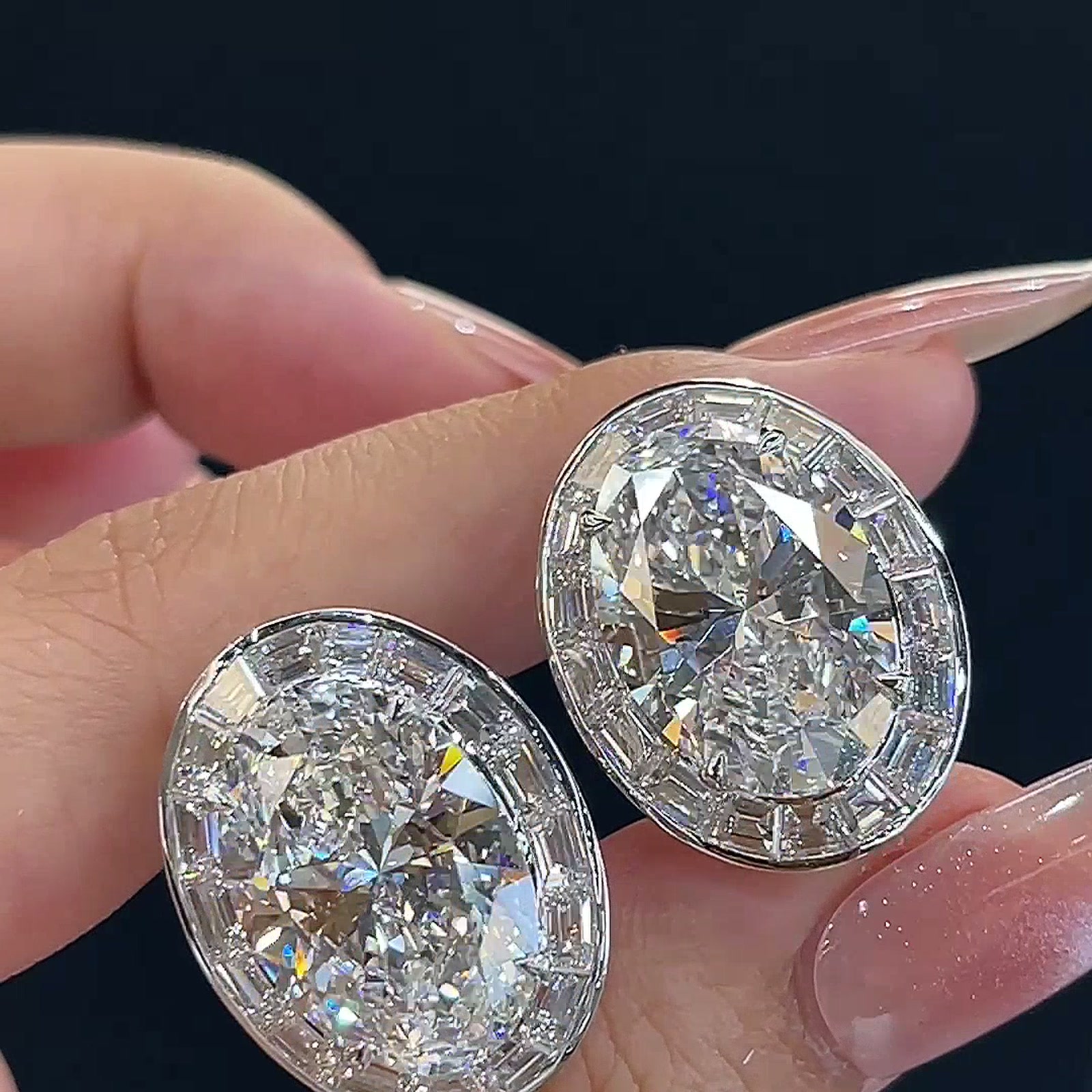 Oval Lab-Grown Diamond Drop Earrings — product photo 2 of 4