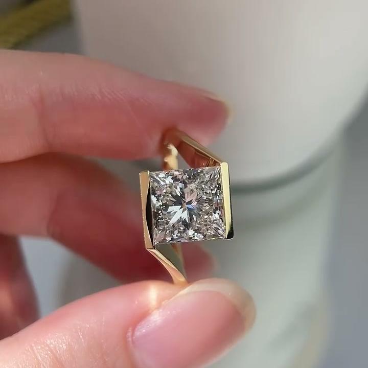 Vera Princess Cut Partial-Bezel Split-Band Lab-Grown Diamond Engagement Ring — product photo 5 of 5