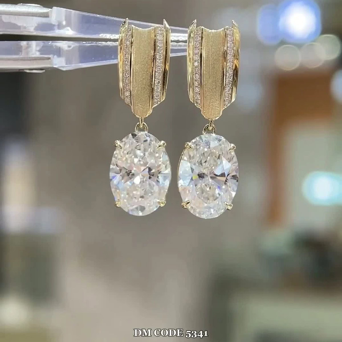 Elowen Sculptural Oval Drop Lab-Grown Diamond Earrings — product photo 4 of 4