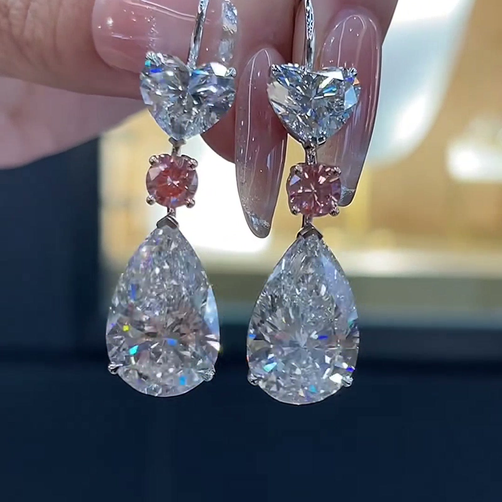 Celestine Pear Drop Lab-Grown Diamond Earrings — product photo 3 of 4