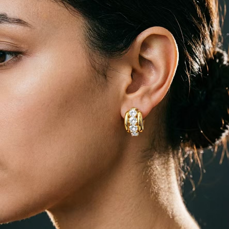 Colette Lab Diamond Huggie Earrings — product photo 2 of 6
