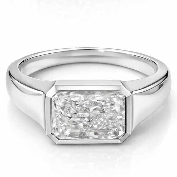 Old Money Radiant Cut Lab Diamond Signet Ring – Bezel Set Statement — product photo 5 of 6