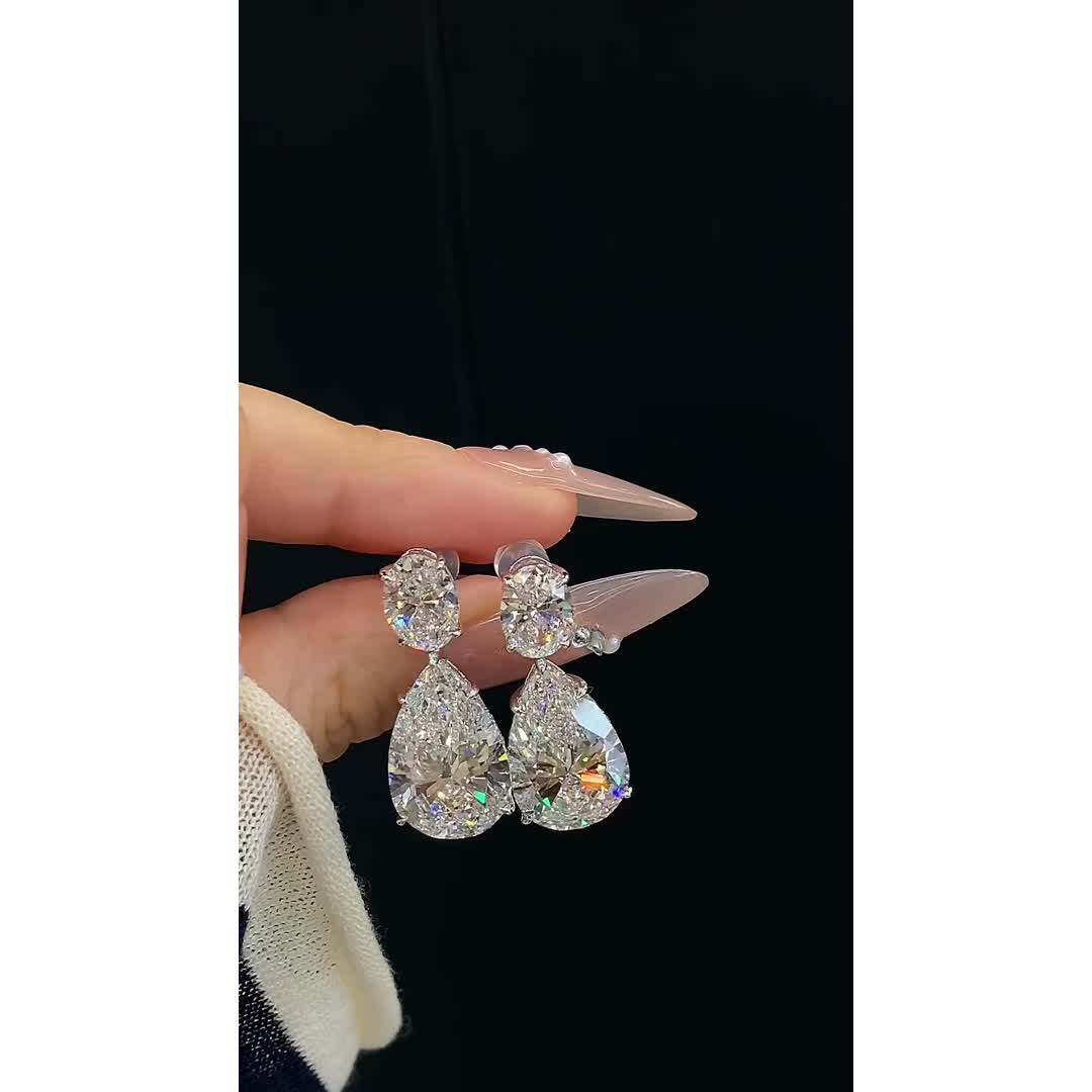 Freya Pear Diamond Drop Earrings — product photo 2 of 4