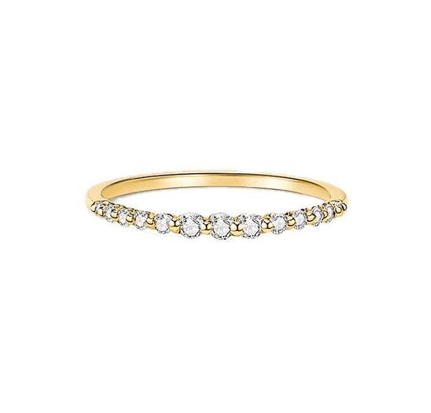 Bubble Gradient Lab-Grown Diamond Stackable Thin Band 18K14K Gold Delicate Daily Ring — product photo 1 of 6