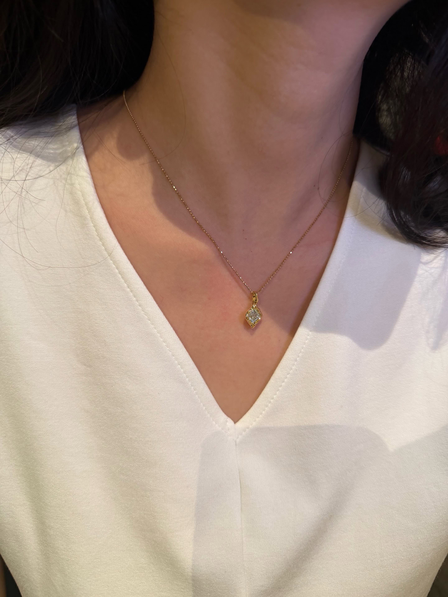 Marlowe Lava Hammered Gold Lab Diamond Pendant — product photo 6 of 6