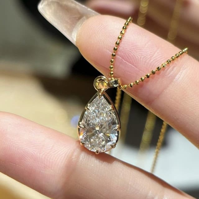 Pear Lab Diamond Sculptural Necklace | Prong Set Pendant — product photo 4 of 6