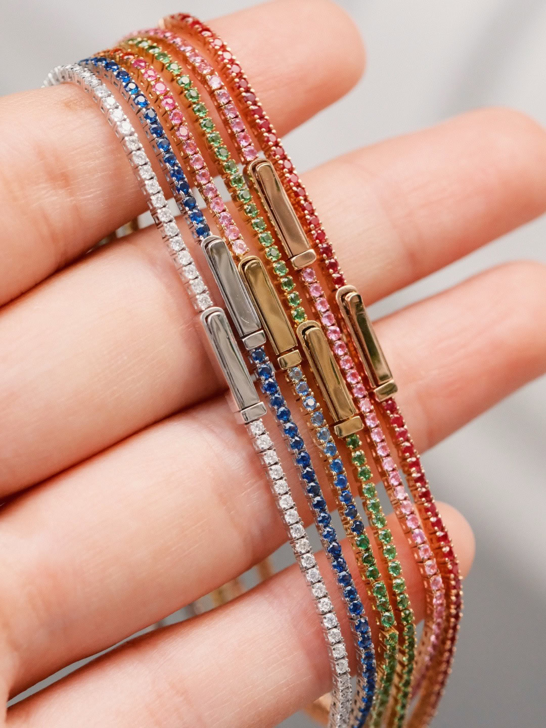 Elodie Ultra-Fine Lab Diamond & Gemstone Tennis Bracelet | 18K Gold — product photo 4 of 6