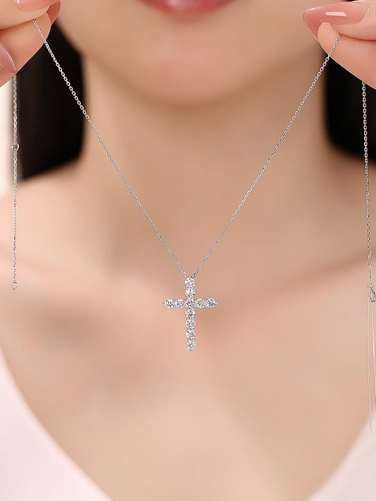 Luxury Cross Diamond Necklace White Gold — product photo 2 of 6