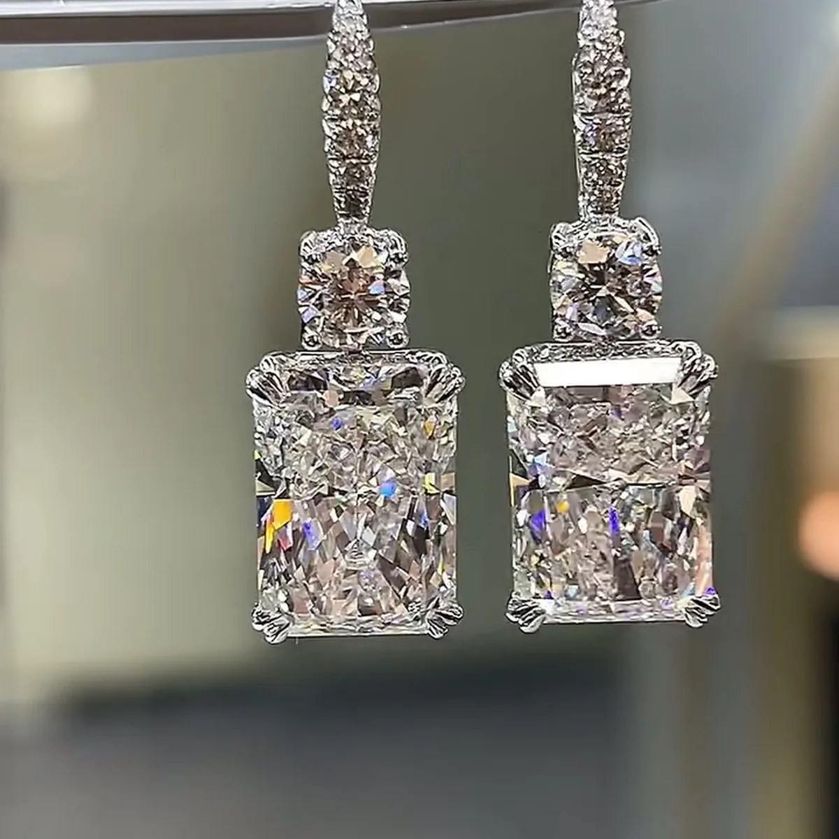 Isolde 18.14ct Radiant Drop Lab-Grown Diamond Earrings — product photo 4 of 4